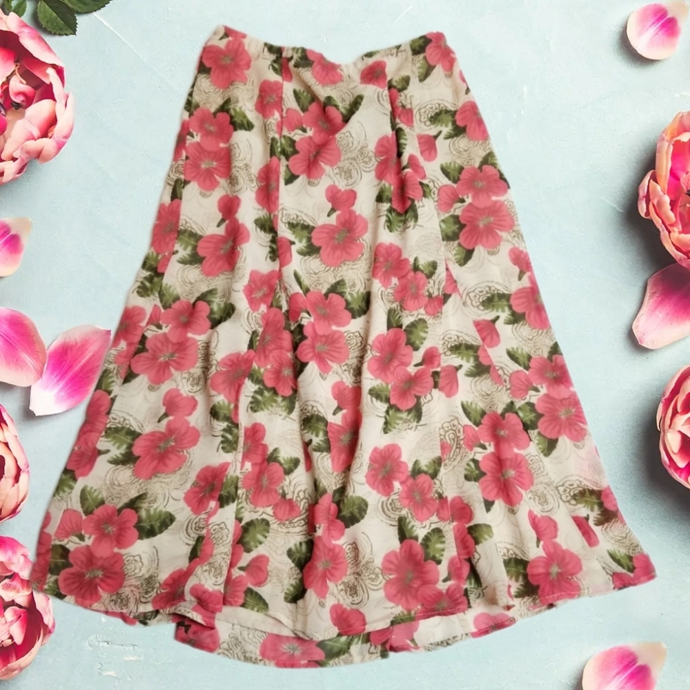 VINTAGE 90's floral print flowy skirt